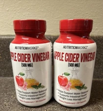 2 Apple Cider Vinegar Pills Capsules NutritionWorks ACV 90 x 500mg per serving