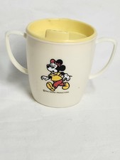 Vintage Baby Mickey Mouse Walt Disney Sippy Cup Rare 1980s Yellow Lid