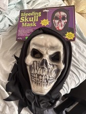 Grim Reaper Cosplay Bleeding Skull Skeleton Halloween Mask Costume Black Adult