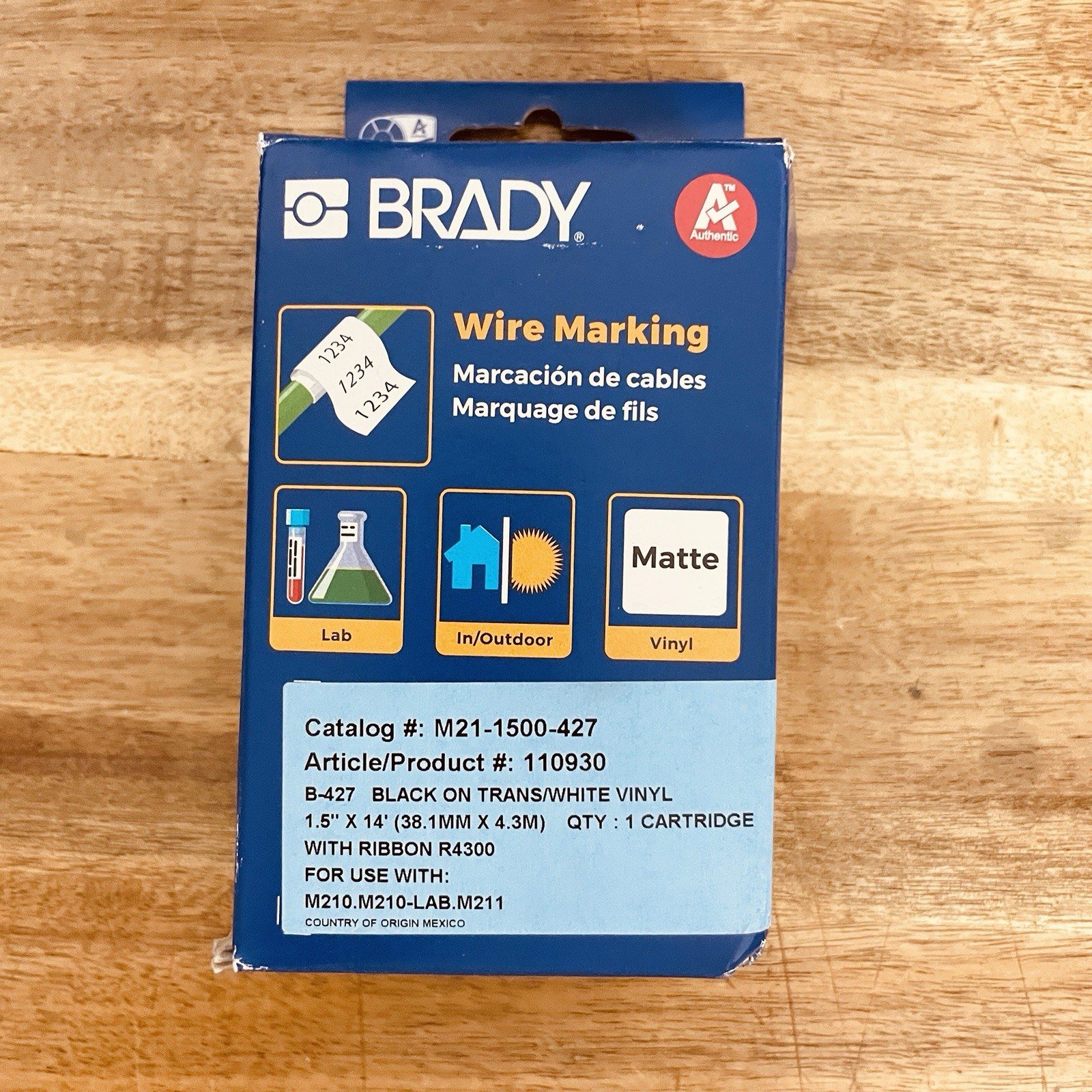 Brady M21-1500-427 Printer Label Cartridge - 1 1/2 in x 14 ft