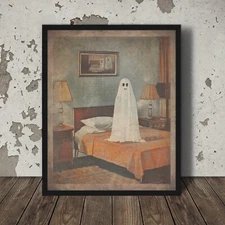 Vintage SAD GHOST Wall Art, Retro Breakup Halloween Poster, Supernatural Decor