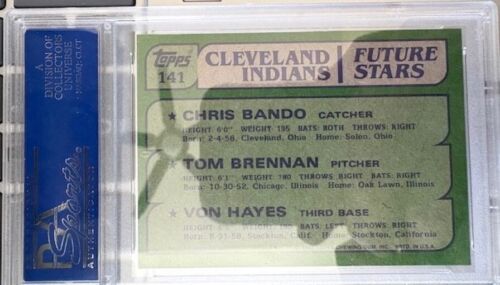1982 Topps Baseball Von Hayes Future Stars Cleveland Indians Rookie #141 PSA 9 - Picture 2 of 2