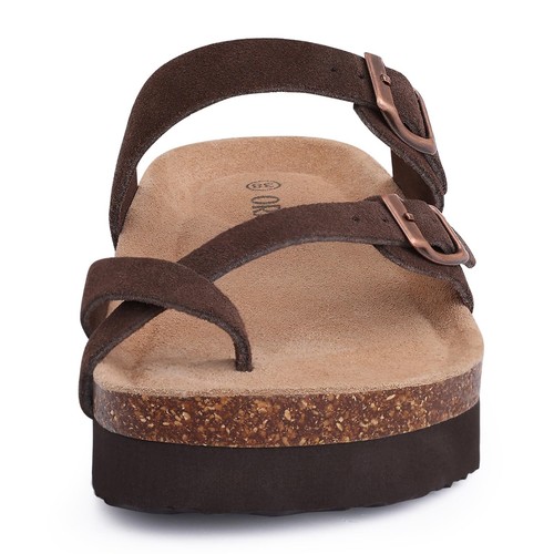 Women's Suede Platform Sandals Cork Footbed Adjustable Comfortable Support Su... - Picture 4 of 6