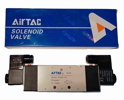 Genuine Airtac Valve 4V420-15, 12VDC, 24 VDC, 110 VAC, 220, 1/2 NPT, USA stock