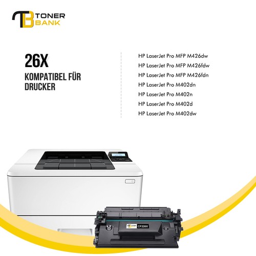 4 XXL Toner für HP CF226X CF 226X CF226 X CF 226 X 26X 26 X M402D M426DN M426DW - Afbeelding 3 van 9