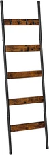 HOOBRO Blanket Ladder, 5-Tier Towel Rack with Hooks, Wall-Leaning Blanket Rack,