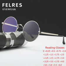 Men Metal Round Photochromic Reading Glasses Full Frame Fashion Sunglasses New