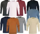 Long Sleeve T-shirt Plain Ribbed Cuffs Classic Crew Neck Casual Tee Tops M- 3XL