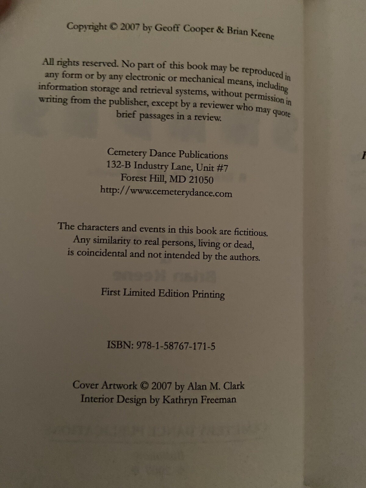 Shades by Geoff Cooper Brian Keene Cemetery Dance S L Edition New