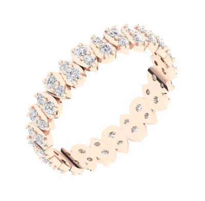 Genuine Diamond I1 G 1.25 Ct Eternity Anniversary Ring 14K Rose Gold Prong Set