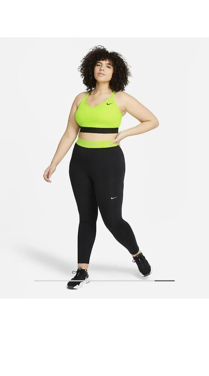 Nike Leggings Women 2XL Black Yellow Pro 365 Pull-On Solid Plus Size DD0782