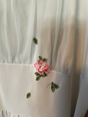 Vintage 50s Pale Powder Blue Rose Laros Nightgown Dress Coquette Festival Faerie - Picture 6 of 18