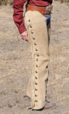 Handgefertigte Wildleder Leder Cowboy Chaps Western Rodeo Beige Reitausrüstung