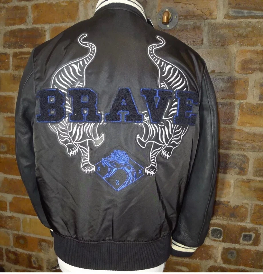 DIESEL KHARKOV FABRIC/LEATHER BOMBER JACKET EMBROIDERED NWT MEDIUM - Image 4 of 4