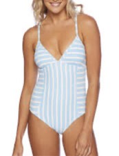 New Splendid Women  s Horizon line One Piece Swimsuit Blue Size Small BNWT
