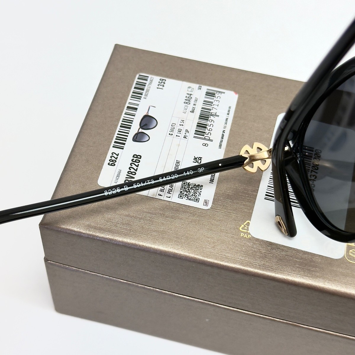 BVLGARI Giardini Italiani Crystal Flower BV8226B Black POLARIZED