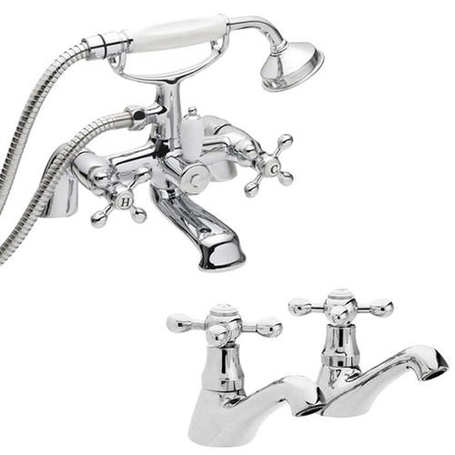 Traditional Bathroom Taps Including Basin, Bath Fillers & Bath Shower Mixer Taps - Foto 28 di 54