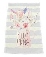 Hello Spring Floral Bouquet Vertical Double-Sided Burlap 12 x18 Garden Yard Flag