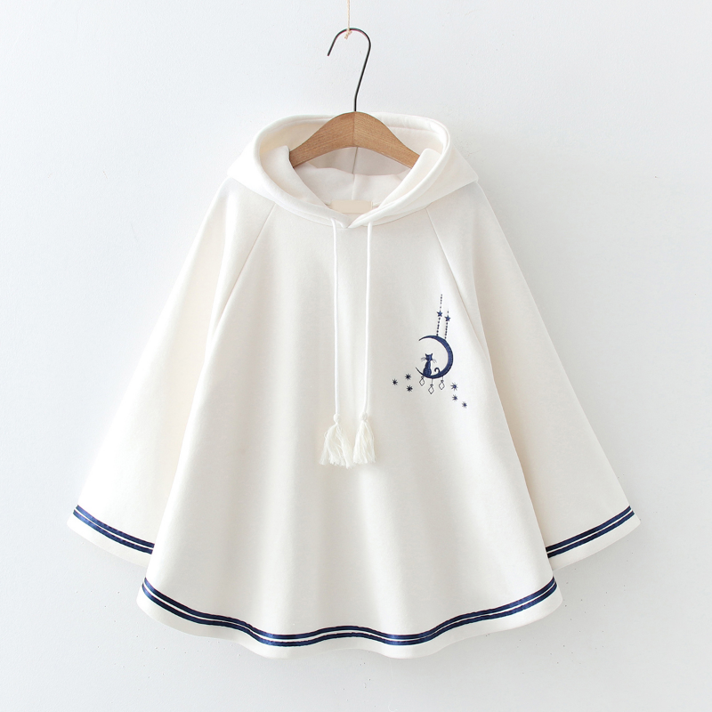 Lady Girl Japanese Cape Cloak Poncho Wrap Coat Fleece Bat Sleeve