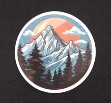 Cloudy Moonlit Night Outdoor Snow Mountain Sticker 2.18" (V)