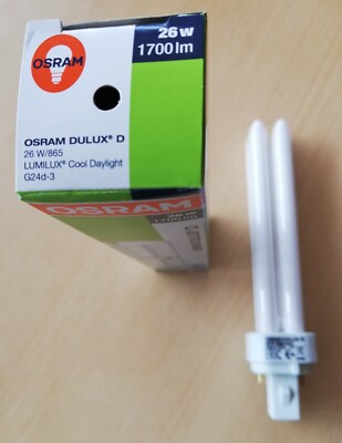 Osram Dulux D 26W/865 GX24d-3, original packaging, lamp, bulb, 26 Watt 2pin daylight