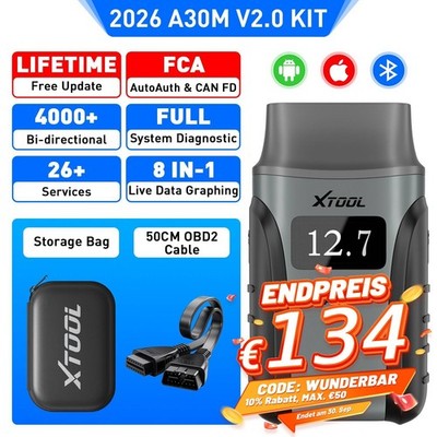 2026 XTOOL Anyscan A30M V2.0 KIT OBD2 Diagnosegerät Bidirektionales Scan-Tool