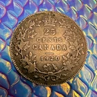 1920 Canada 25C Silver Quarter 0.8 Fineness George V Small Crown KM#21