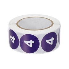 1 Inch Number 4 Stickers 500 Labels Circle Dot Stickers Adhesive Purple