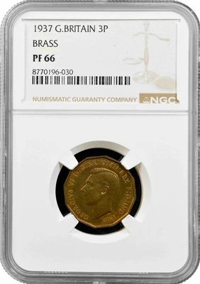 Großbritannien 3 Pence 1937, NGC PF66, "König George VI. (1937 - 1952)" - Bild 1 von 2