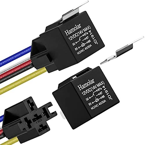2 Pack 12V 40/30 Amp Car Relay DC 5 Pin SPDT and Harness - Heavy Duty 12 AWG  - Image 2 of 4