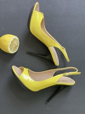 Giuseppe Zanotti Design peep-toe pumps in yellow patent leathe SZ38 US7.5
