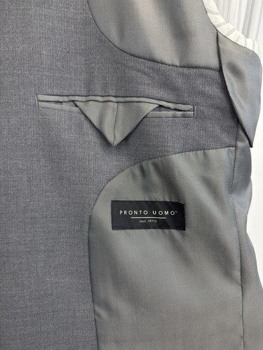 Pronto Uomo Suit Mens 42R Grey 36X31 2 Button Blazer Vest Pants 3 Piece Set - Picture 11 of 23