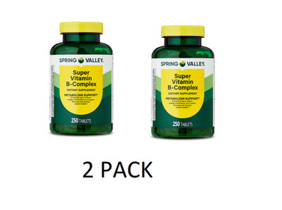 2 PACK Spring Valley Super B-complex Dietary Supplement Tablets 250 Pieces