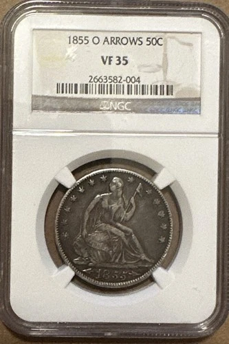 1855 O Seated Liberty Half Dollar W/arrows - NGC VF35 - Rare Date