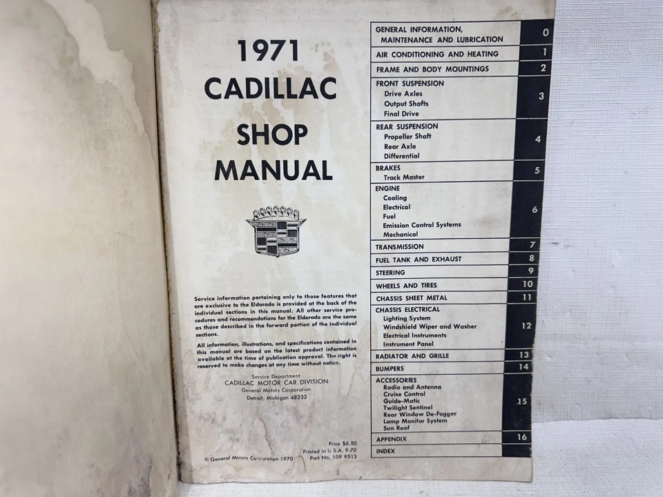 Cadillac Calais DeVille Fleetwood Eldorado 1971 manual de servicio/tienda original Foto 2 de 4