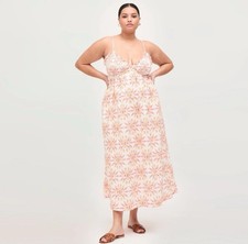 Hill House Sydney Nap Dress NWT Cotton Smocked Midi Shell Print Vacation XL