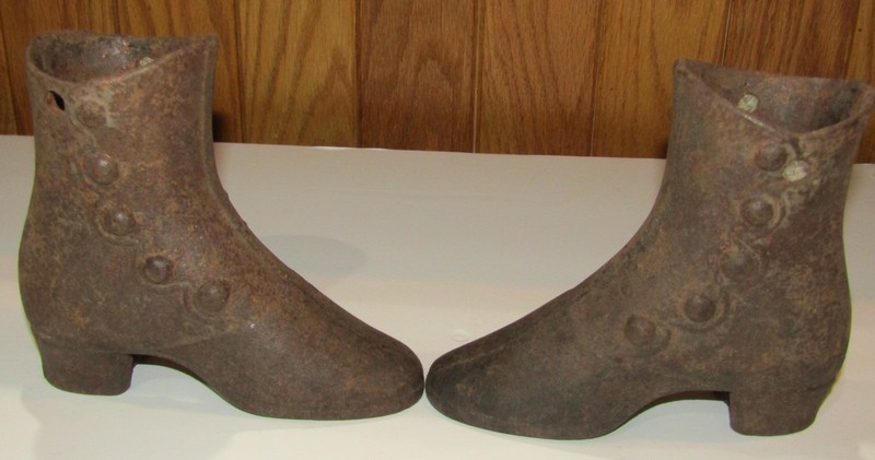 1800's Cast Iron Shoe Mannequin High Button Display Shoes