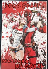 Deadpool and Harley Quinn,  11 x 17 Art Print...