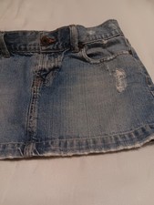 Abercrombie Girls Mini Denim Skirt Blue Distressed Button Pockets Size 16