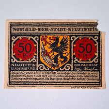 Notgeldschein Stadt Neustettin 50 Pfennig, 15.11.1921 &ndash; Einzelst&uuml;ck