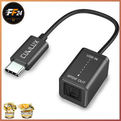 USB C auf TOSLINK Adapter SPDIF Optical Audio Ausgang 192 kHz 24 Bit DAC für PC