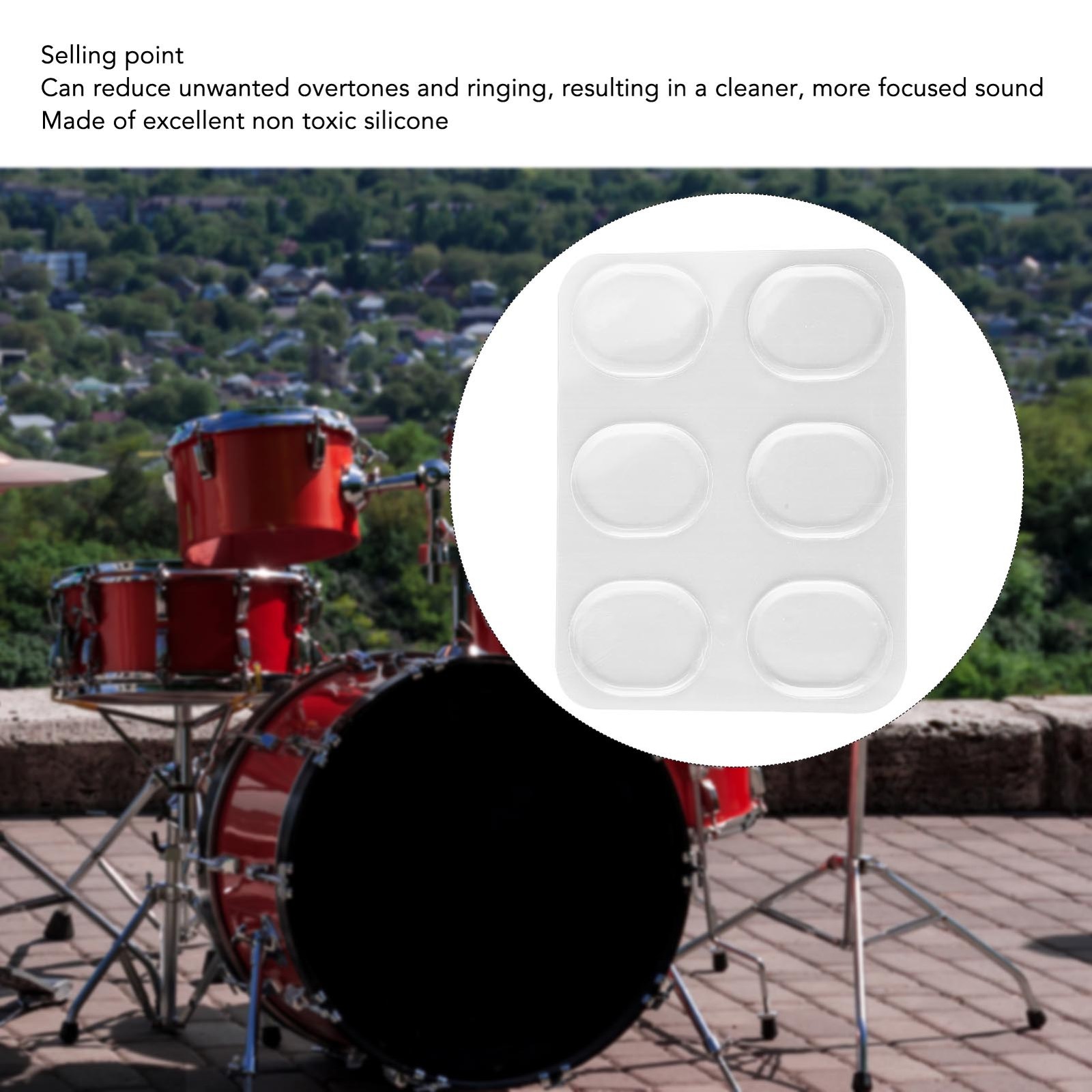 6Pcs Drum Dampener Transparent Soft Oval Silicone Silencer Dampening Gel Pa