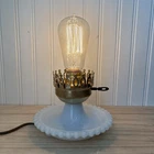 Vintage Cottagecore Corded Lamp Hobnail Milkglass Milk Glass Base Only