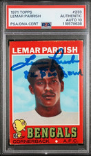 1971 Topps 233 Lemar Parrish Signed Rookie Card Autograph W/8X PB RC PSA 10 Auto