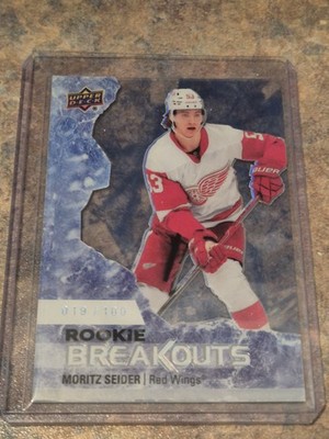 2021-22 Upper Deck Series 2 Moritz Seider Rookie Breakouts Clear /100 Red Wings