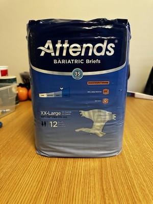 Attends DermaDry Bariatric Adult Incontinent Brief, 2X-Large, Bag of 12