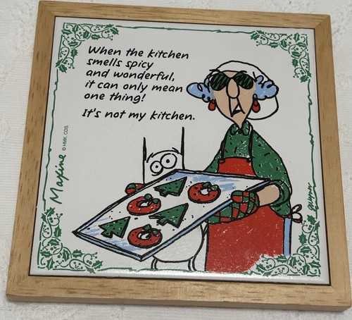 Hallmark Maxine Christmas Holiday Wood-Framed Trivet 6.75" x 6.75" Kitchen Funny
