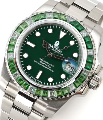 美品　BAPEX CRYSTAL STONE Green TYPE1 A BATHING APE Men's Watch TYPE 1 BAPEX CRYSTAL STONE COLOR GREEN