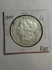 1890 CC Morgan Silver Dollar $1 AU Details Tough Date CC