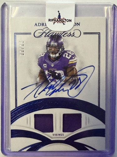 2025 Panini Flawless Adrian Peterson Game Used Patch Auto 11/15 GUMS-APN